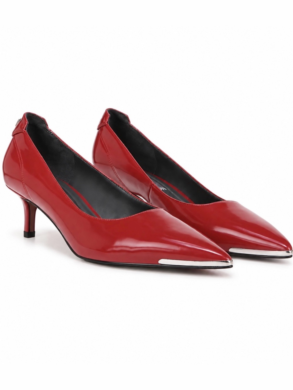 Franco Sarto Red Patent Pointed-Toe Kitten Heel Pumps US 8.5